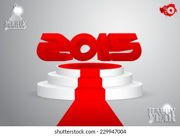 Volumetric red numbers 2015 on the catwalk