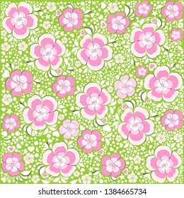 Volumetric seamless floral pattern background. Paper cut out seamless floral pattern. Elegant texture for backgrounds. 3D elements with shadows. Vector illustration.