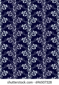 Volumetric seamless floral pattern background. Paper cut out seamless floral pattern.