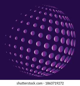 volumetric sphere ball with dots on a purple base 3D