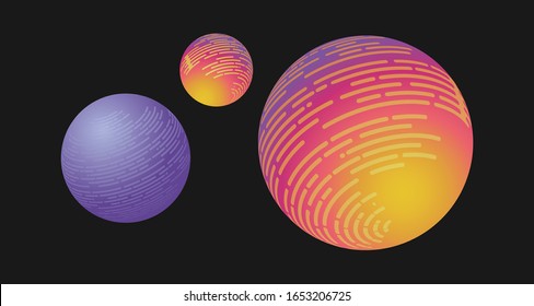 Volumetric spheres. Abstract 3D spheres. Gradient balls. Background of decorative gradient volumetric spheres.