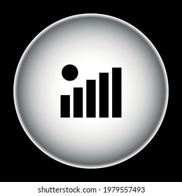 volumetric statistics icon is made in a gradient color from gray to black with a diagram image