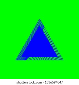 volumetric triangle in blue with edge formed by lines