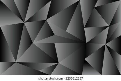 Volumetric triangular polygonal black and white pattern. Vector luxury abstract dark background. black horizontal modern dynamic fond. Repeating geometric. illustration vector art