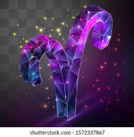 volumetric vector Aries horoscope with space inside on replaceable translucent background