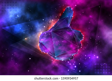 volumetric vector hand like symbol with space inside on replaceable translucent background
