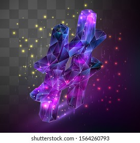 volumetric vector hashtag with space inside on replaceable translucent background
