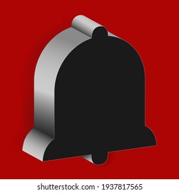 Volumetric vector illustration. Icon: bell, subscribe. Vector icons for social networks, website interface, icons for blog design.