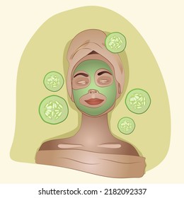 Volumetrische Vektorgrafiken für das Spa. Zeichen auf verschiedenen Prozeduren. Ein Paket von Prozeduren und Ausrüstung für ein Wellnesscenter. Maske und Entspannung