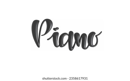 Volumetric vector image text Piano. Suitable for printing, poster, textile, decor, postcards, cards, images