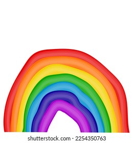 Volumetric vector rainbow from plasticine on a white background. Children's crafts from colored dough.