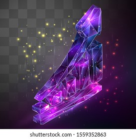 volumetric vector symbol growth chart with space inside on replaceable translucent background