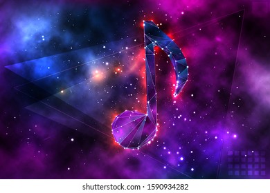 volumetric vector symbol musical note with space inside on replaceable translucent background