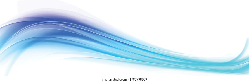 Volumetric wave lines on a blue background - Panoramic Vector Background