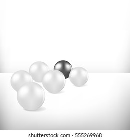 Volumetric white balls and black ball in a white room - Background