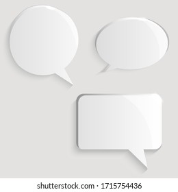 Volumetric white message icons chat icons, bubble dialogue, bubble communication. Unique, voluminous bubble with glitter and shadow on a white background. illustration.  