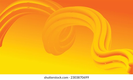 Volumetrische gelbe Röhren.Wavy-Gelb-Orange-Saiten.Farbverlauf-Hintergrund.3D-Tube-Paste.