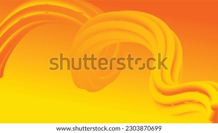 Volumetric yellow tubes.Wavy yellow orange strings.Gradient background.3d tube paste.