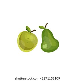 voluminous apple and pear.vector fruit illustration