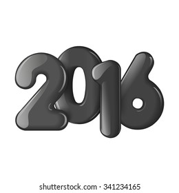 Voluminous black figures 2016. Festive balloons on a white background for a Happy New Year and Merry Christmas. Suitable for greeting cards, advertising, mailings, promotions, press. Vector 