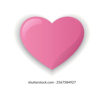 Voluminous heart for Valentines Day in trendy pink tone. Love symbol. Isolated vector image