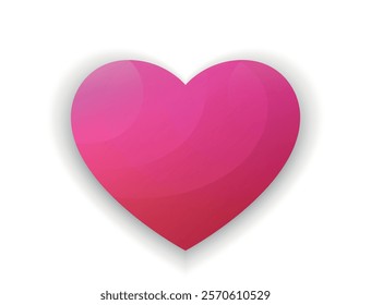 Voluminous heart for Valentines Day in trendy red tone. Love symbol. Isolated vector image