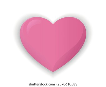 Voluminous heart for Valentines day in trendy pink color. Love symbol. Isolated vector image