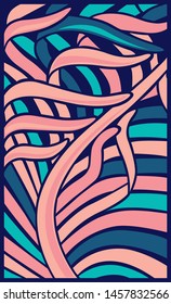 Voluminous intertwined leaves. Abstract background. Floral texture. Vector