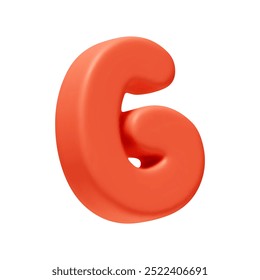 Voluminous letter G. letter sign red soft color. Realistic 3d design in cartoon style. Isolated on white background. vector illustration