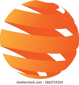orangefarbener Ball mit Streifen wie ein orangefarbenes 3D