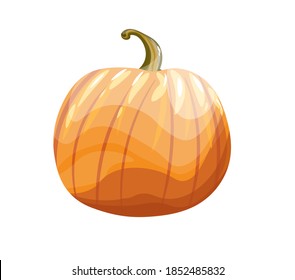 voluminous pumpkin in cartoon style with highlights on an isolated background. vector illustration.