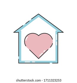 Voluntary center vector illustration isolated on white background. Heart in the house. Charity, donation icon.