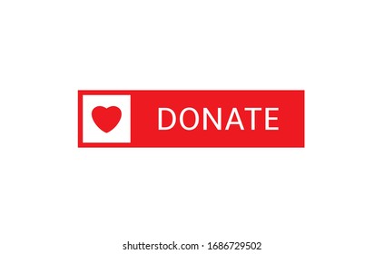 Voluntary and donation concept. Donate button icon. Red button with red heart symbol isolated