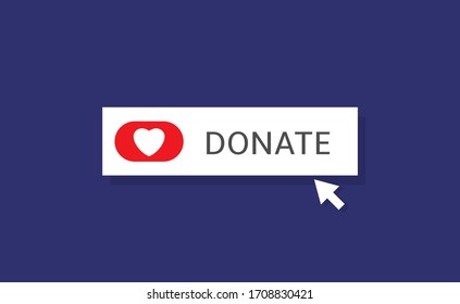 Concepto voluntario y de donación.Icono del botón Donar. Botón blanco con símbolo del corazón