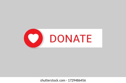 Voluntary and donation concept. Donate button icon. White button with white heart symbol on grey background