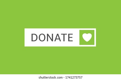Concepto voluntario y de donación. Icono del botón Donar. Botón blanco con símbolo de corazón blanco sobre fondo verde