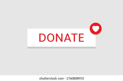 Voluntary and donation concept. Donate button icon. White button with white heart symbol on grey background