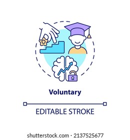 Voluntary education concept icon. Lifelong learning characteristics abstract idea thin line illustration. Isolated outline drawing. Editable stroke. Arial, Myriad Pro-Bold fonts used