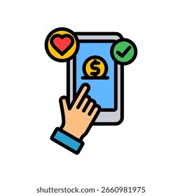 Ilustração Voluntária do Vetor de Cores Lineares de Ícones