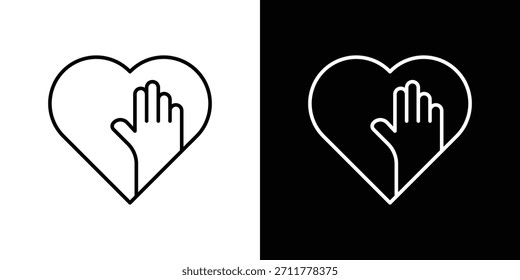 Esquema del icono de servicio voluntario. Vector aislado pictograma para el Web