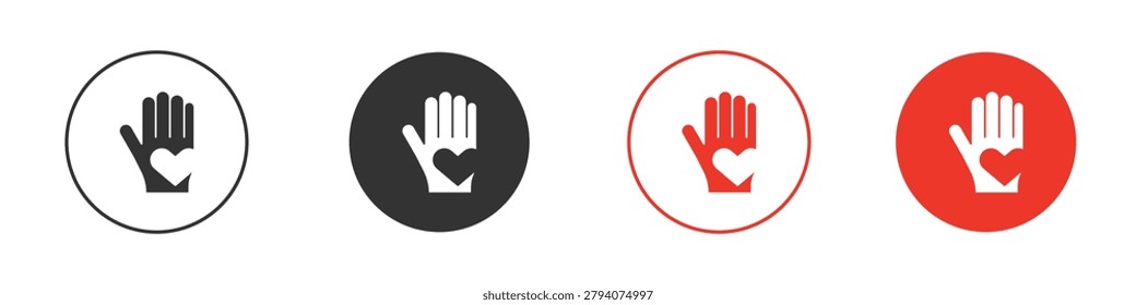 Voluntary service icon set multiple style collection