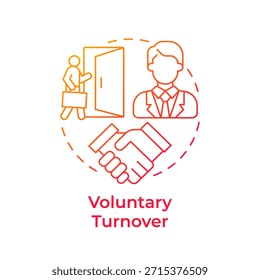 Icono de concepto de gradiente rojo de rotación voluntaria. Silencio por iniciativa personal. Tipo de desgaste del personal. Ilustración de línea de forma redonda. Abstractas idea. Diseño gráfico. Fácil de usar en material promocional,