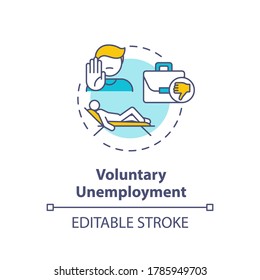 Voluntary unemployment concept icon. Human resource issue. Crisis in workforce. Person left job position idea thin line illustration. Vector isolated outline RGB color drawing. Editable stroke