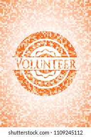  Volunteer abstract emblem, orange mosaic background