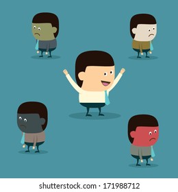 Volunteer, Active and Volunteer with funny cartoon