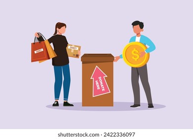Volunteer activity concept. Colored flat vector illustration isolated.	