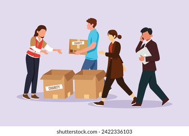 Volunteer activity concept. Colored flat vector illustration isolated.	