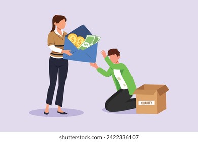 Volunteer activity concept. Colored flat vector illustration isolated.	