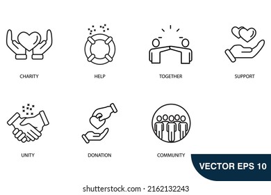 Volunteer Aid Assisstant icons set . Volunteer Aid Assisstant pack symbol vector elements for infographic web