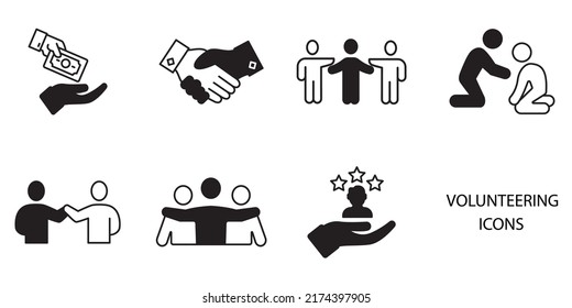 Volunteer Aid Assisstant icons set . Volunteer Aid Assisstant pack symbol vector elements for infographic web